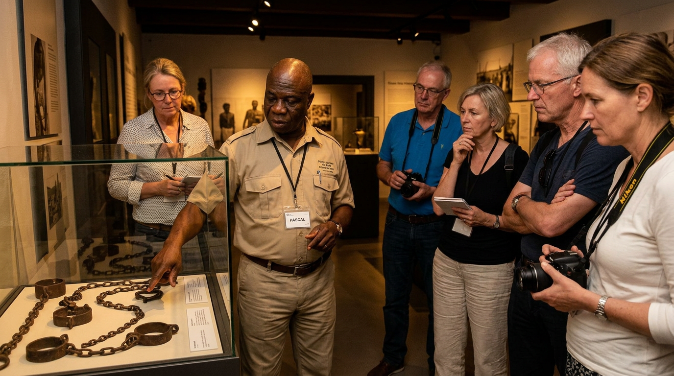 Heritage museum visit with chains exhibit and Pascal guiding visitors